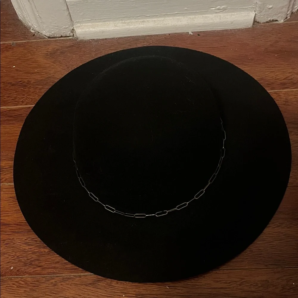 Christian Siriano Black Hat with Chain Detail